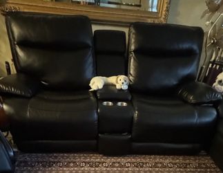 Italian Leather Reclining Sofa Set - Excellent Condition