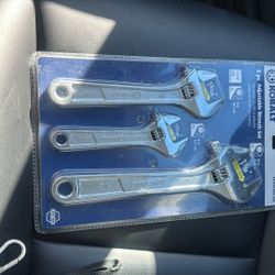 Kobalt 3pc Adjustable Wrench Set  6, 8, 10 Inch