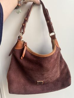 Dooney& Bourke  Brown suede handbag with leather accents