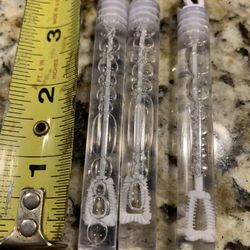 3 PCs Set Of Small Plastic Bubble Makers W/ Clear Tube And White Pump Wand, All Plastic Construction 