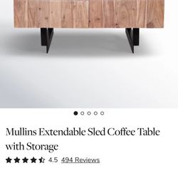 Natural Wood Square Coffee Table With Storage 