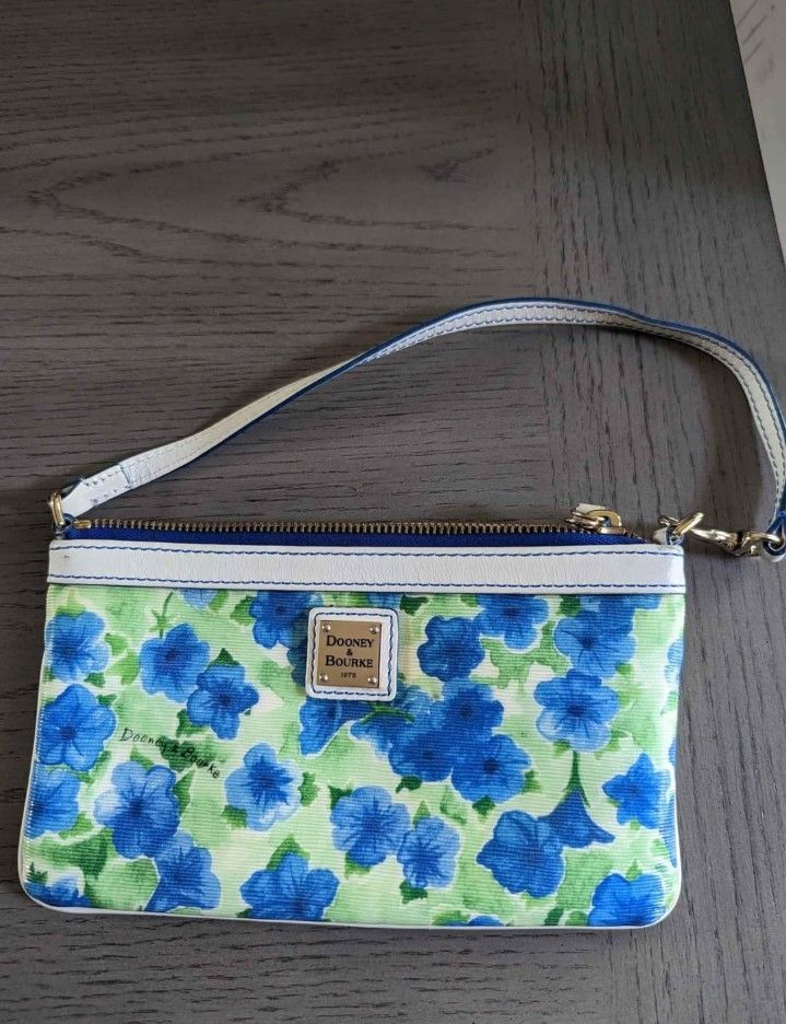 Dooney & Bourke Blue & White Floral Clutch Wristlet
