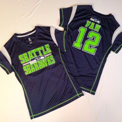 Seahawks NFL 12 FAN Girls Blue Top Large
