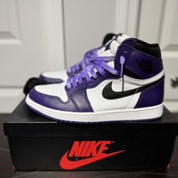 JORDAN 1 Retro High Court Purple White Size 10 **100% AUTHENTIC**