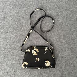 Black Floral Print Mini Shoulder Bag