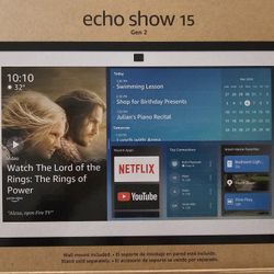Echo Show 15 (newest model), Full HD (1080p)display 15.6" with built-in Fire TV and table stand.