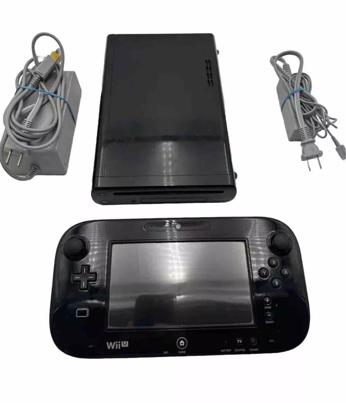 Nintendo Wii U Black 32gb Console W/ Cords Gamepad Tested Working