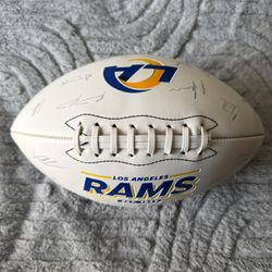 This is a Los Angeles Rams Autograph Signature Football.  The football displays the team logo, wordmark, and established year (1937). It lists NFL, NF