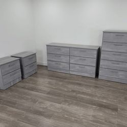DRESSER, CHEST AND TWO NIGHSTANDS