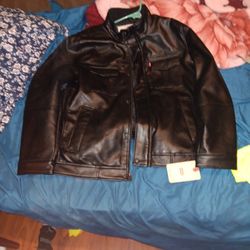 LEVIS LEATHER BLACK JACKET