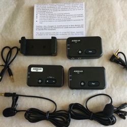 Wireless Clip-on Lavalier Microphone with 2 Transmitters & 1 Receiver for Cameras, Camcorders, Smartphones, YouTube Facebook Vlog