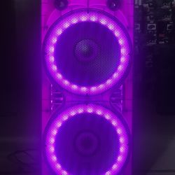 Professional Dual 15" Bluetooth Party Speaker w/360 light show 