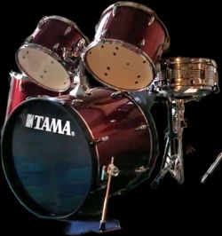 TAMA Rockstar 5-piece acoustic drum kit in a wine red/dark plum