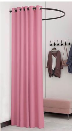 fitting rod with pink curtain