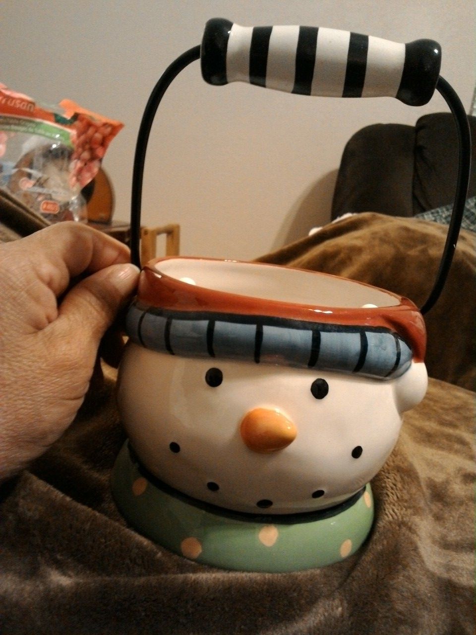 Snowman candy dish or planter