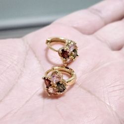 Aretes de Zirconia laminado en oro 18k. 