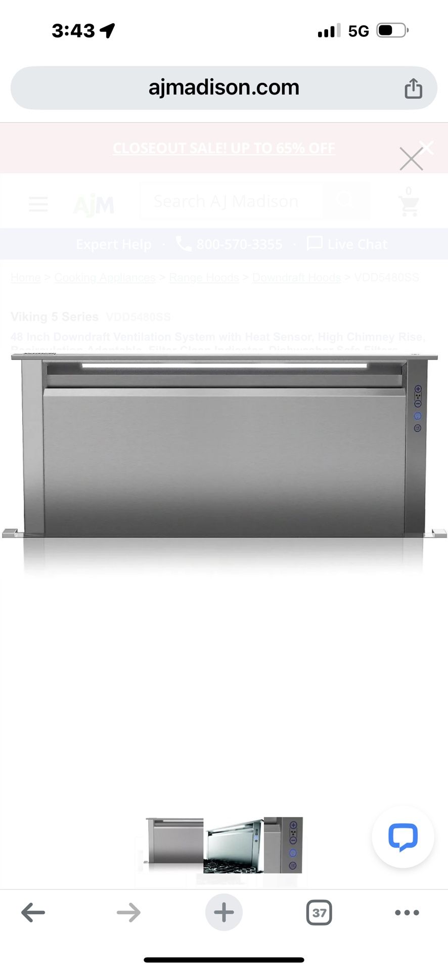 Viking 48” Downdraft Ventilator