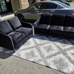 Sofa & Love Black Velvet Chrome Legs $399