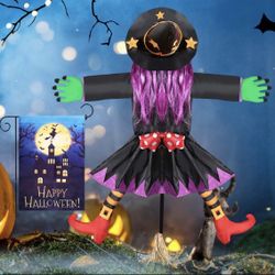 Crashing Witch Into Tree , Witch Halloween Decorations, Crashed Flying Witch Decor with Witch Hats, Halloween Garden Flag for Outdoor, Porch, Tree