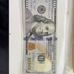 100$ Bill Rare Serial Number Uncirculated