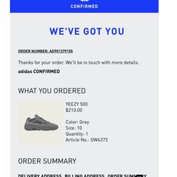 Adidas Yeezy 500 Granite Size 10