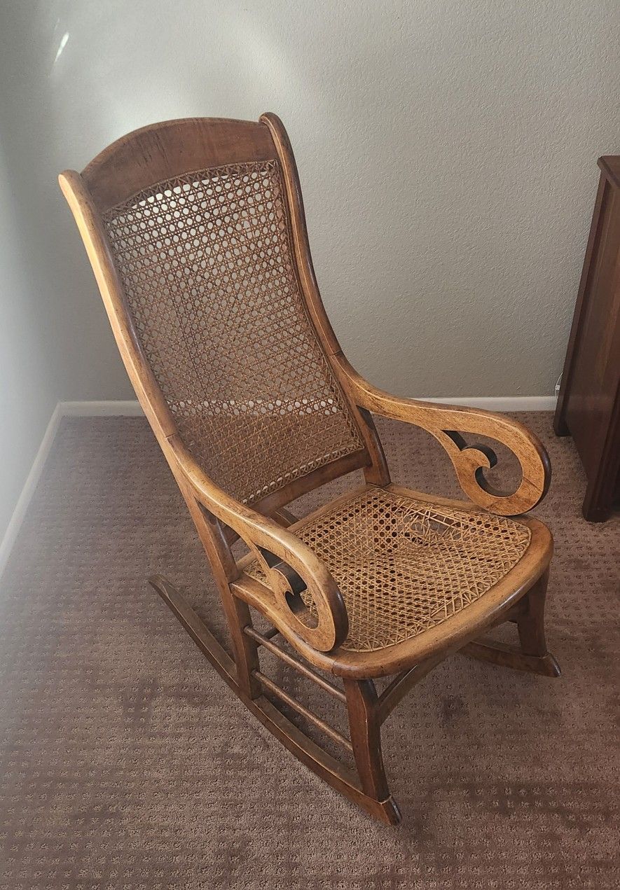 Rocking Chair- Wooden With Cane 