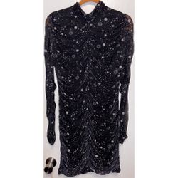  Black And White Starry Mini Dress