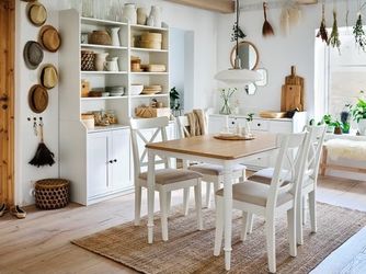 Dining table, oak veneer/white, 51 1/8x31 1/2 " with 3 chairs
