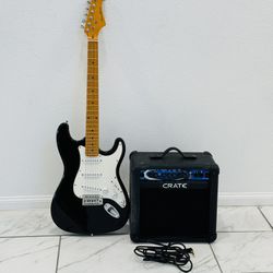 Spectrum Stratocaster Electric Guitar + Crate XT15R Amp & Guitar Cable Included 