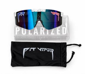 BRAND NEW PIT VIPER BLUE FRAME MULTI COLOR SUNGLASSES WITH CASE AND BLACK DUST CASE
