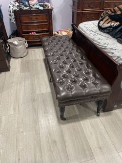 Brown Leather Bed Bench