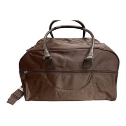 BOSS Hugo Boss Nylon Duffel Bag with Shoulder Strap Brown