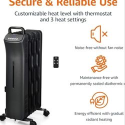 Brand New Digital Black Oil-Filled Radiator HEATER 750 & 1500 WATTS MULTIPLE SETTINGS NEVER USED