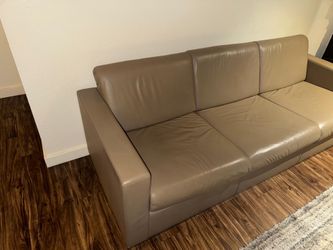 Modern 3-Seat Leather Sofa – Good Condition