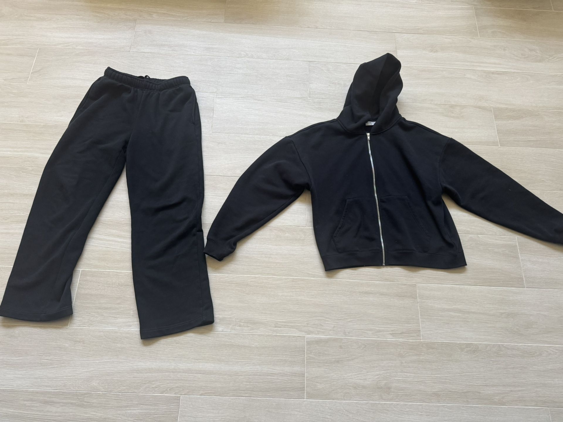 Lucid Blanks L Large Sweatsuit Black Sweatpants Sweatshirt Zip Hoodie 300 GSM