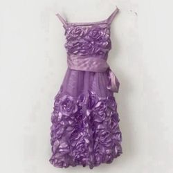 5 T Light Purple Roses Flowers Dress Bonnie Jean Side Zipper No Sleeves Sash 