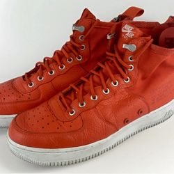 NIKE SF AIR FORCE 1 MENS Mid Orange White Athletic Sneakers Preowned Sz.11.5
