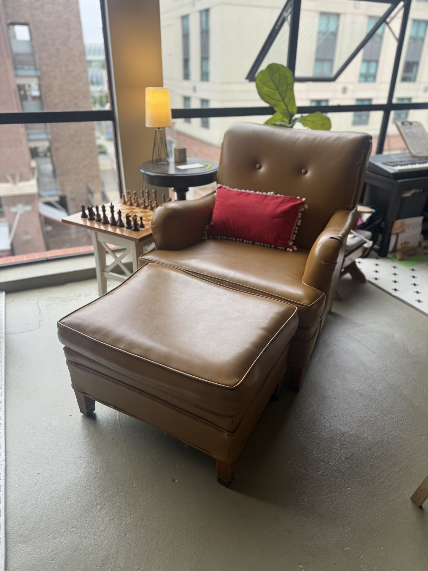 Mid-Century Style Leather Club Chair + Ottoman – Clean, Quality Build