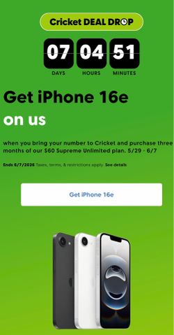 iPhone 16e for free when you switch!
