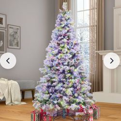 Costco 7.5' Pre-Lit Flocked Micro LED with Twinkle Christmas Tree