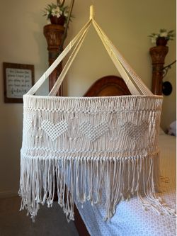 Boho style hanging bassinet