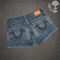 Vintage True Religion Sammy Big T Cuffed Denim Shorts 28
