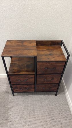 6-Drawer Fabric Dresser Storage Organizer – Rustic Brown & Black