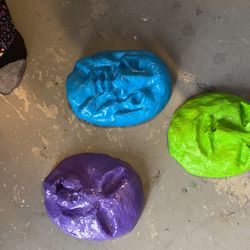 3 Bright Colored Concrete Garden Or Home Decour Mask