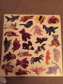 Ty beanie baby stickers official collectors club sheet of stickers mint