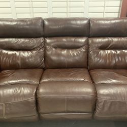 Ashley Leather Reclining Sofa In Excellent Condition No Rips / Tears