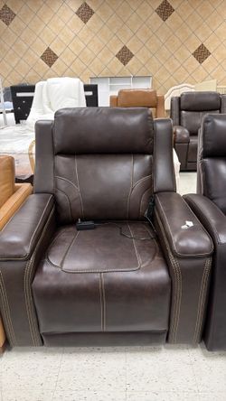 Brown Genuine Leather Recliner Chair
