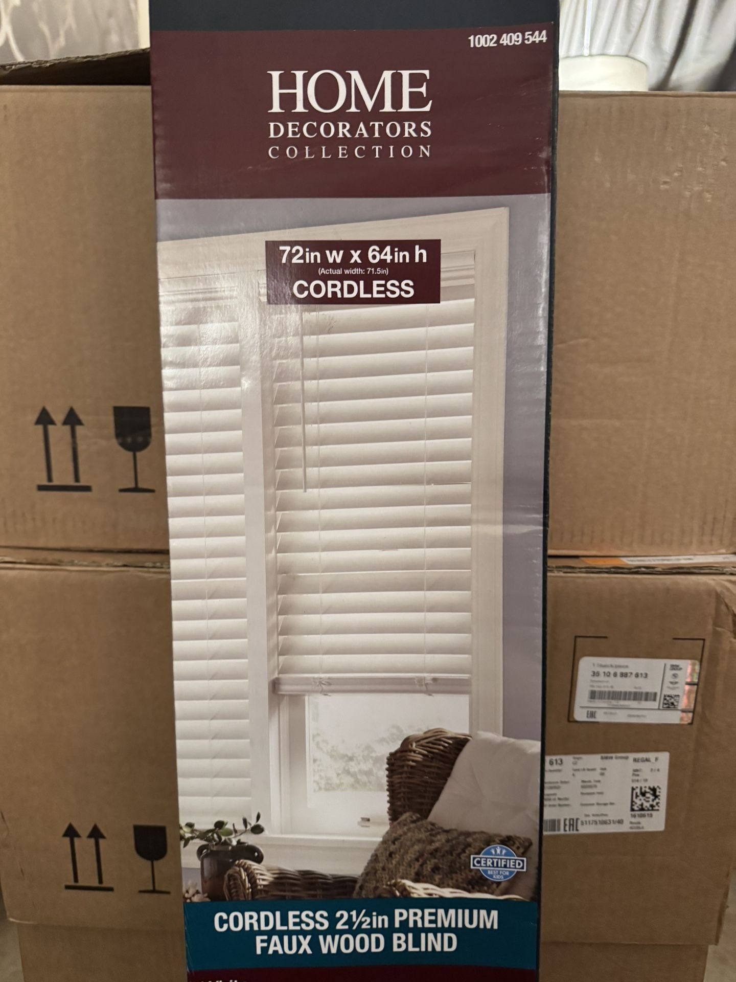 White Cordless Blinds 72x64in Premium Faux Wood *NEW*