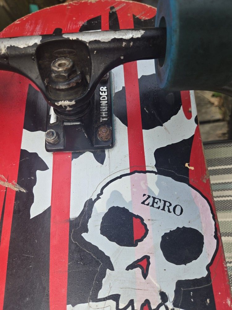Vintage 8" Thunder Trucks W/ Zero 3 7.5 Inch Akull Drip Board In Decent Condition