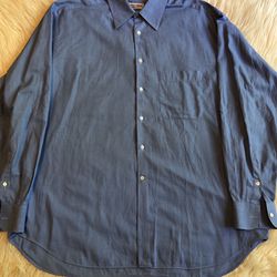 Giorgio Armani Le Collezioni Cotton Blue Pocket Dress Shirt Italy Men 43/17/L